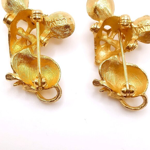 Vintage Avon Mouse Brooches Lot of 2 Cool Nerdy Gold Tone Moveable Glasses Pins - Picture 6 of 9